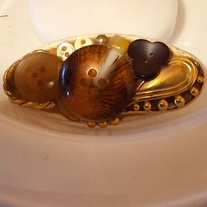 Lori Scena OOAK signed vintage button brooch